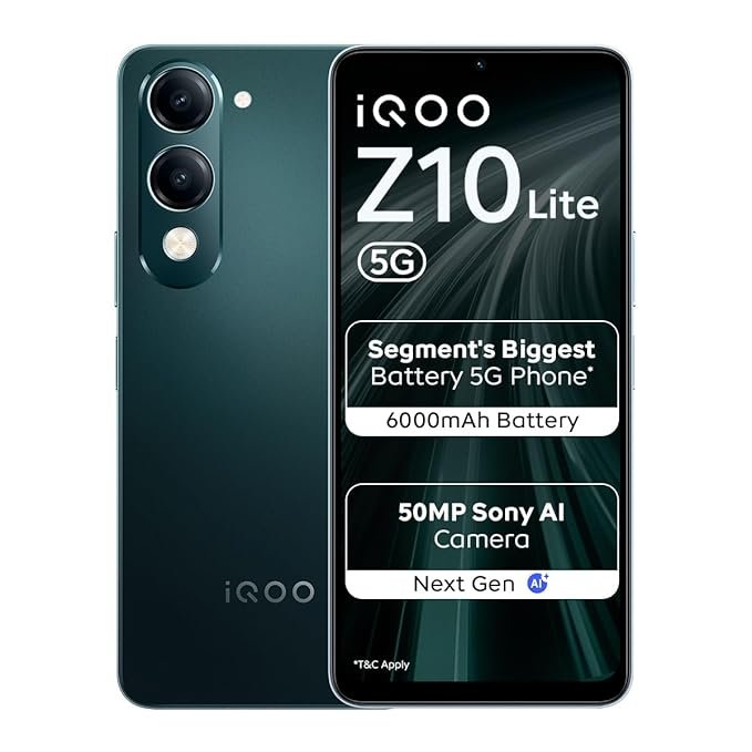 iQOO Z10 Lite 5G (Cyber Green 2026, 4GB RAM, 128GB Storage) | Dimensity 6300 5G Processor