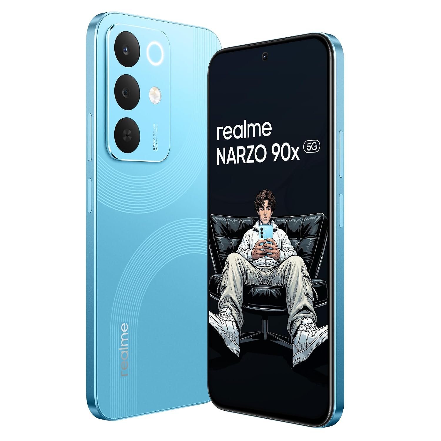 realme NARZO 90x 5G (Aqua Blue 2026, 6GB+128GB) | 7000mAh + 60W Biggest Battery & Fastest Charging in the Segment* | 144Hz Bright Display | Sony 50MP AI Rear Camera | 400% Ultra Boom Speaker6.99" 120Hz TrueColour AMOLED
