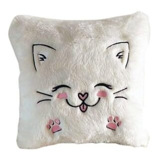 Soft Cartoon Cat White Cushion Cover