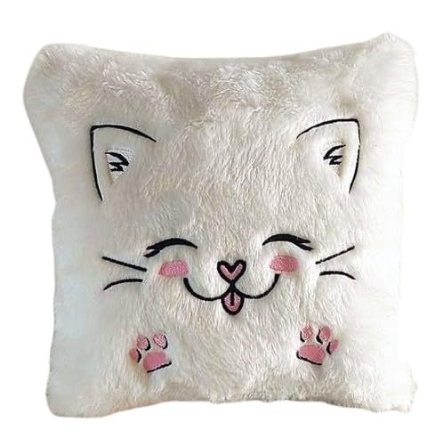 Soft Cartoon Cat White Cushion Cover