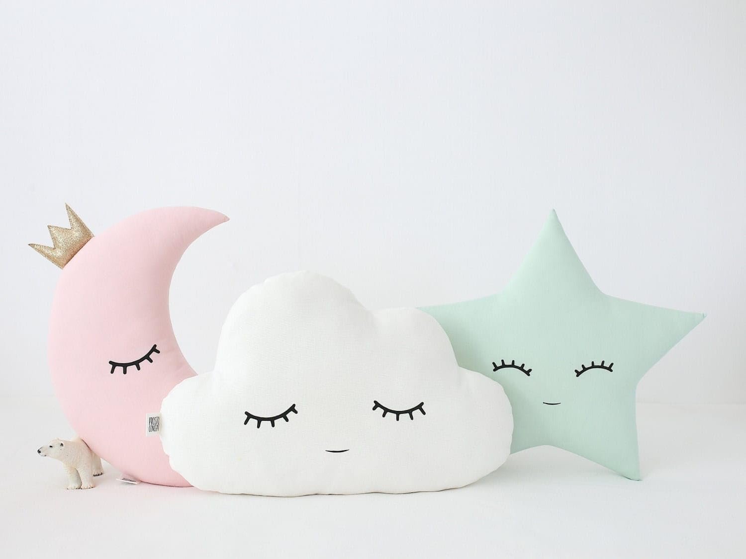 The Purple Tree Cute Cloud Moon Star Cot Cushion with Crown