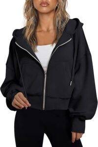 Trendy Queen Womens Zip Up Hoodies Cropped Jackets