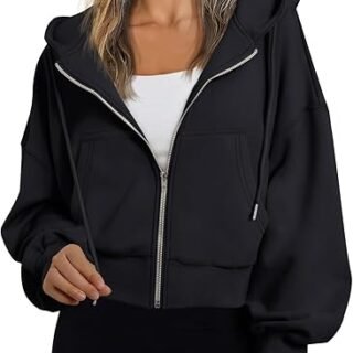 Trendy Queen Womens Zip Up Hoodies Cropped Jackets