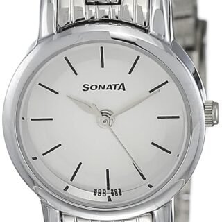Sonata Quartz Analog White Dial Silver Stainless Steel Strap Watch For Women